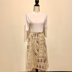 Vintage Handmade Women’s A-line Skirt that celebrates the cities in Spain.